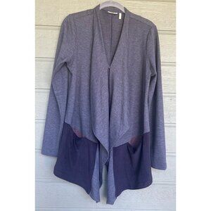LOGO Lounge Womens Waterfall Cardigan Blue Size Small Front Patch Pockets